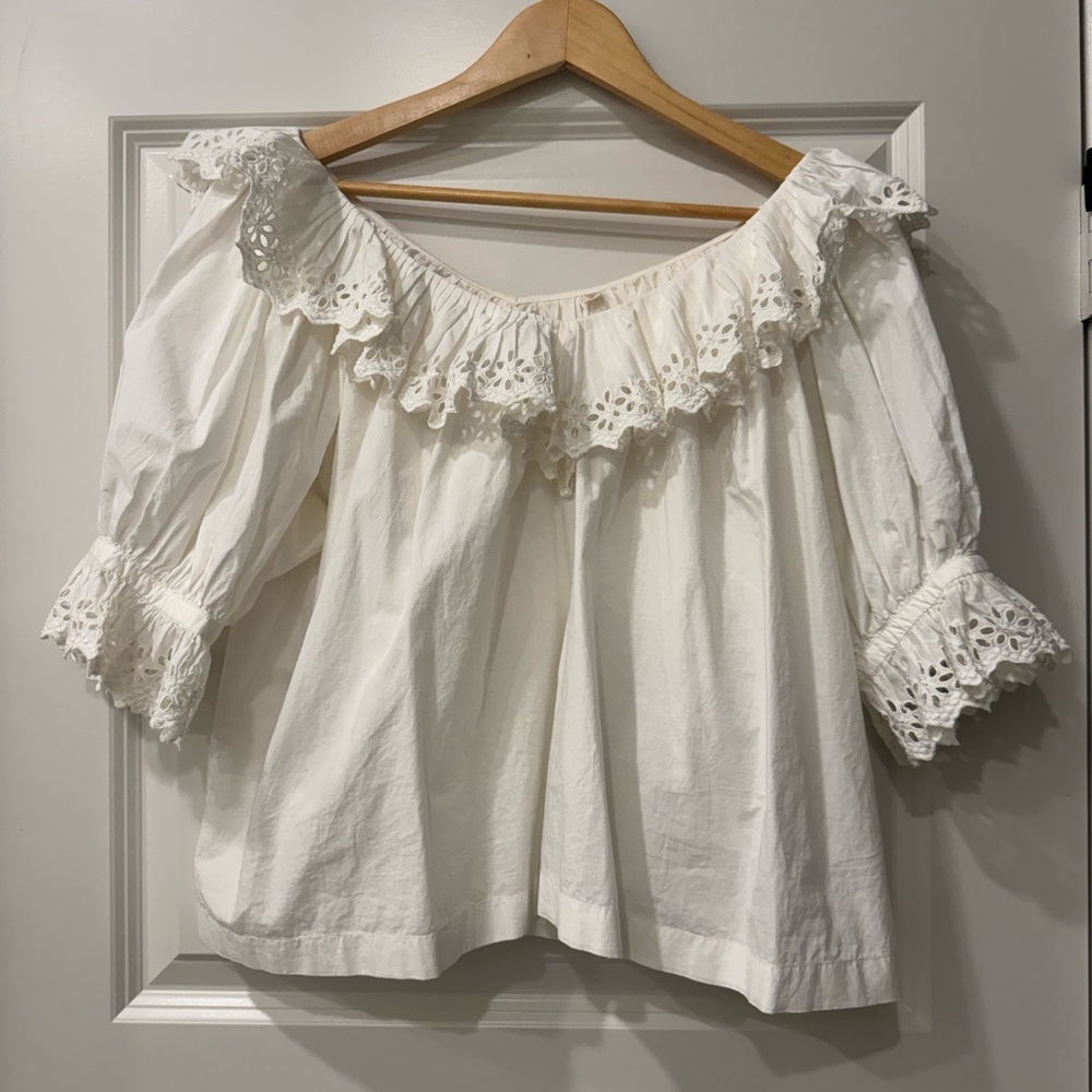 Doen Samara White Eyelet Lace Top